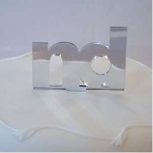 nd Silver Acrylic Mirror Cake Topper 4.5cm number height inc spike 8cm 