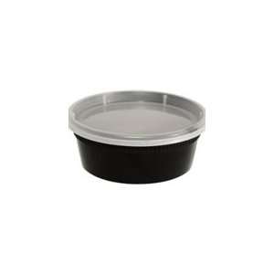 Pactiv Corporation Delitainer Black Round Deli Container with Lid   8 