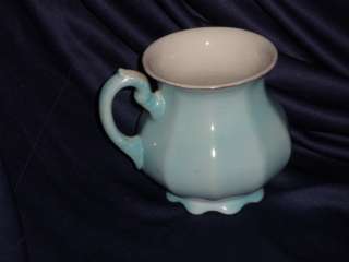   Palestine Pottery CO 1890s Vashti Blue Semi Porcelain Shaving Mug