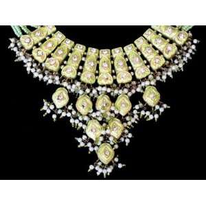   Green Fashion Jaipur Necklace Indian Jewelry Earrings 