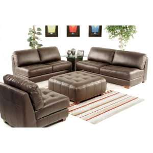  Zen Armless Leather Sofa Set in Mocha By Diamond Sofa 