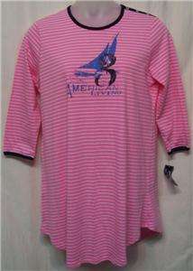 American Living $36 pink & white stripe night gown shirt XL  