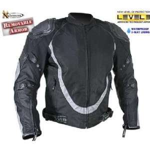 Xelement Mens Black and Silver Motorcycle Jacket with Breathable 3 