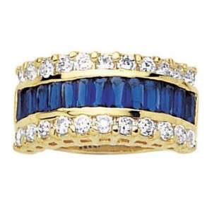   Plated Blue & White Cubic Zirconia Luxury Band Ring   Size 6 Jewelry