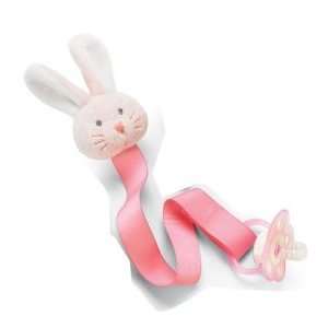  Mudpie Pink Plush Bunny Pacifier Leash Baby