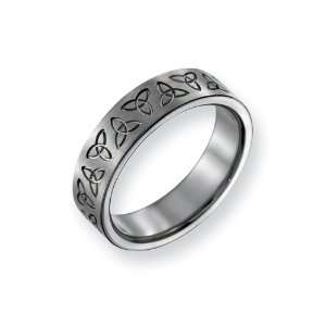 Stainless Steel Engraved Trinity Symbol Satin 6mm Comfort Fit Wedding 