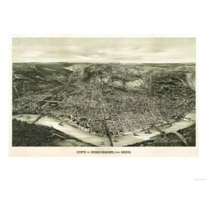  Cincinnati, Ohio   Panoramic Map Premium Poster Print 