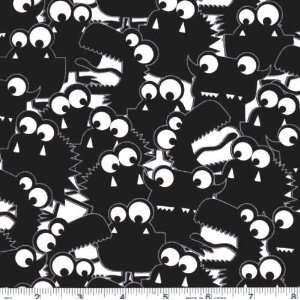   Monster Scare Black Fabric By The Yard Arts, Crafts & Sewing