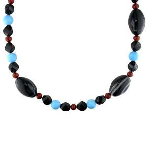 Multi colored Gemstones Twisted Onyx Beads Endless Necklace (34 in)