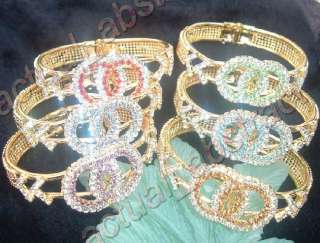 FREE 6pcs rhinestone&gold plated bracelet cuff  