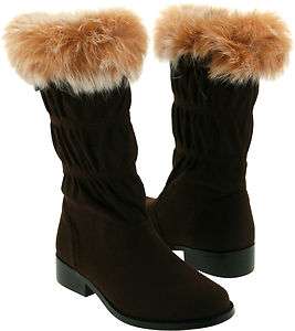 New LAmour F704 Girls Brown Fur Collar Boots  