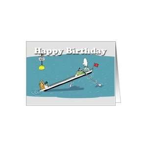  Funny rowing boat card, happy birthday, Fat Cat and Duncan 