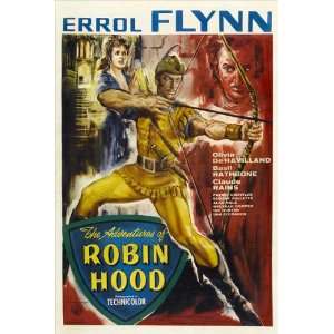   27x40 Errol Flynn Olivia de Havilland Basil Rathbone