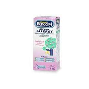Benadryl ChildrenS Allergy Relief, Dye Free Bubble Gum Flavored Liquid 