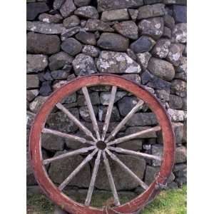 Rural Stone Wall and Wheel, Kilmuir, Isle of Skye, Scotland Premium 