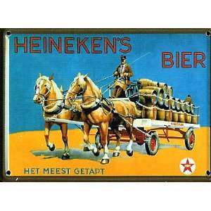  Heineken Horses & Dray metal postcard / mini sign