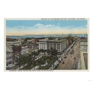  San Diego, CA   Birds Eye View of Downtown Giclee Poster 