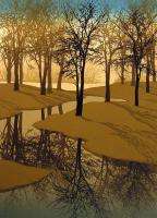 Russell Ford Shadows Signed Numbered Serigraph Art, trees & lake 