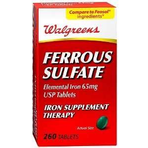   Ferrous Sulfate 65mg Iron Tablets, 260 ea 
