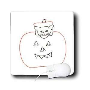   Holidays Halloween   Cat in Pumpkin Outline Art Drawing   Mouse Pads