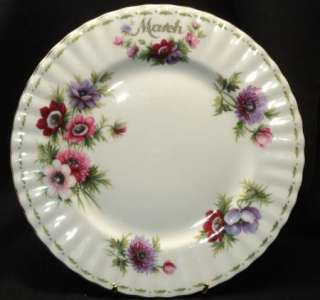 Royal Albert Month MARCH ANEMONES TEA cup and saucer TRIO  