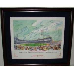  NEW Yankees 36 Legends SIGNED Cherry Framed Lithograph 
