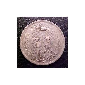  Mexico 50 Centavos Silver Cap & Ray (Ave Circ) ASW .1929 
