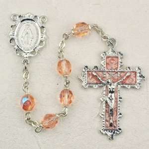  Birthstone Catholic Rosary 879 RS/KF 6mm Rhodium October 