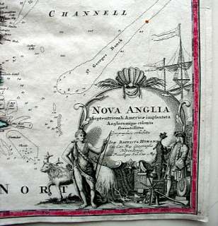 1720 NOVA ANGLIA * HOMANN Orig. copperplate CLASSIC  