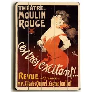  Wood Sign Moulin Rouge Theater by unknown. Size 34.00 X 