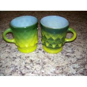  Vintage (2) Pair of Anchor Hocking Fire King Lime Green 