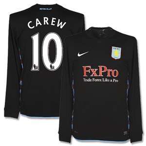  10 11 Aston Villa Away L/S Jersey + Carew 10 Sports 