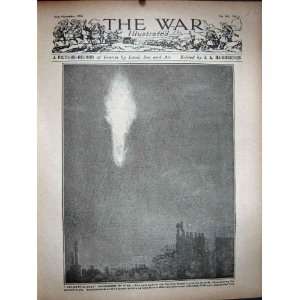   WW1 Flaming Zeppelin Crash Airship London Square 1916