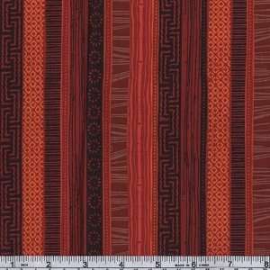  45 Wide Kiku Oriental Stripes Red Fabric By The Yard 