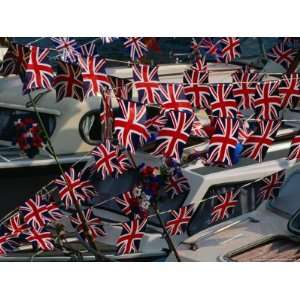 Union Jacks Festooned Over Boats at the Maidstone River Festival, Kent 