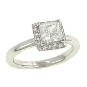  Pave Diamond Accented Engagement Ring .07cttw (CZ ctr 