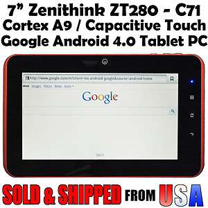   ZT280   C71 Android 4.0 ICS Upad Capacitive Touch Tablet PC Webcam