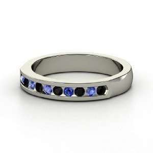  Daria Ring, 14K White Gold Ring with Sapphire & Black Onyx 