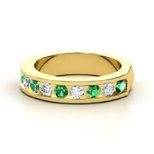  Daria Ring, 14K Yellow Gold Ring with Diamond & Emerald 