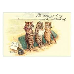  Cats Getting Attached Giclee Poster Print, 40x30