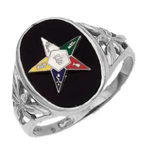 Ladies Sterling Silver Masonic Freemason Eastern Star Ring (Size 8.5)