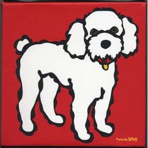  Poodle on Red by Marc Tetro. Giclee on Fine Art Canvas 