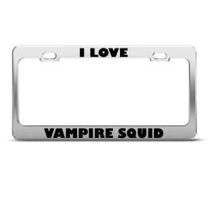  I Love Vampire Squid Animal Metal License Plate Frame Tag 
