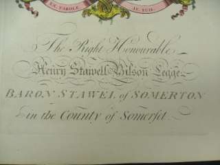 Edmondson Folio Coat of Arms Henry Stawell Bilson Legge Baron Somerton 