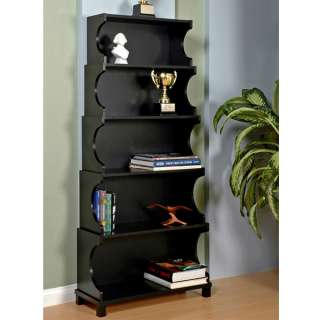 Classic Black Finish Antique Design Bookshelf Display Cabinet  