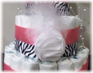 FREE HAIR CLIP pink zebra Modern Diaper Cake baby shower unique gift 