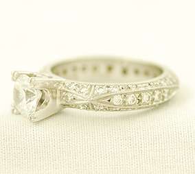   Platinum Diamond Pave Engagement Wedding Semi Mount Ring Band  