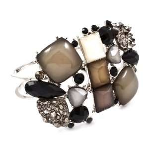  Bracelet   Black and Silver Bead Bracelet / Hinge / Metal Casting 
