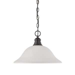  1 Light 16 Pendant W/ Frosted White Glass   Mahogany 