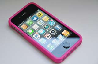 Hot Pink Hard Rubber Case for Verizon Apple iPhone 4  
